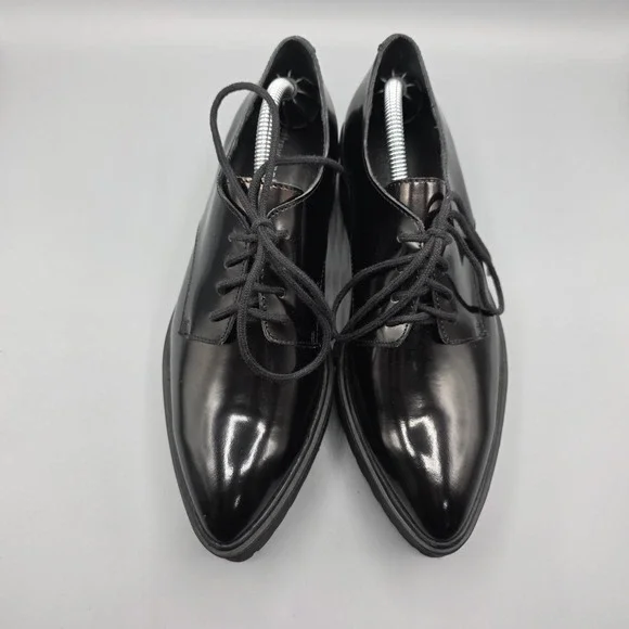 Jeffrey Campbell Bardem Shoes Womens 8 Black Leather Platform Oxford Pointed Toe - Picture 4 of 15